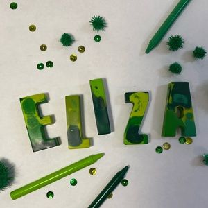 Green Custom Alphabet Crayons | Shades of Green